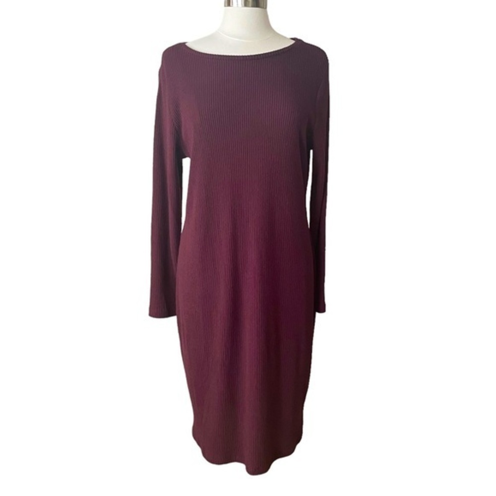 A New Day | Long Sleeve Crewneck Ribbed Knit Burgundy Dress Womens size XXL